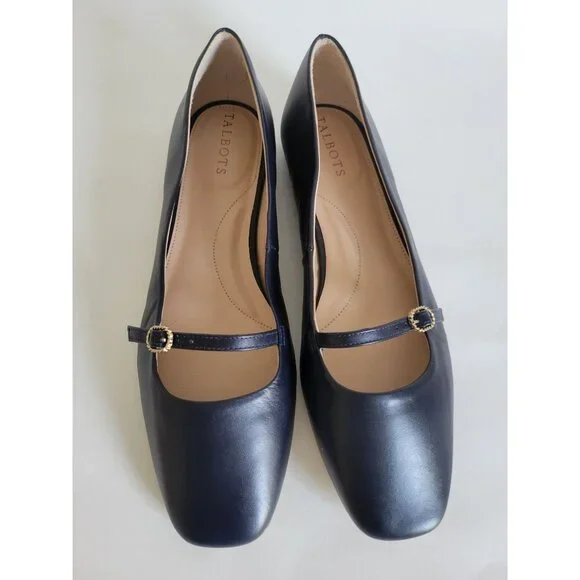 Talbots Womens Blue Mary Jane Nappa leather flats size 9.5 New Preppy Casual - Picture 2 of 7